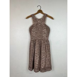 Morgan & Co Dusty Mauve Rose Gold Sparkle Lace Dress 7/8